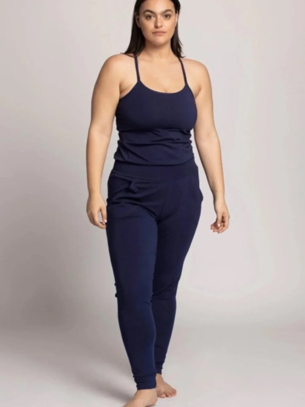 Navy Ripple Yogawear Jumpsuit Jogger Size M - Picture 6 of 9